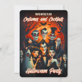 QR Code Kostüme und Cocktails Adultes Halloween Einladung (Vorderseite)