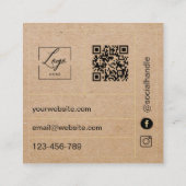 Qr Code Kraft Handmade mit Liebe Quadratische Visitenkarte (Rückseite)