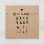 Qr Code Kraft Handmade mit Liebe Quadratische Visitenkarte (Vorderseite)
