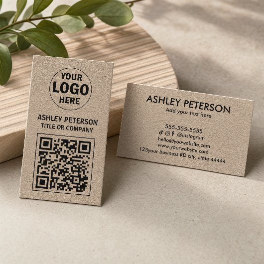 QR Code Kraft Paper | Social Media Custom Logo Visitenkarte