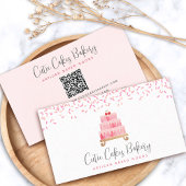 QR Code Kuchen Rosa Sprinklen Konditorcreme Koch C Visitenkarte