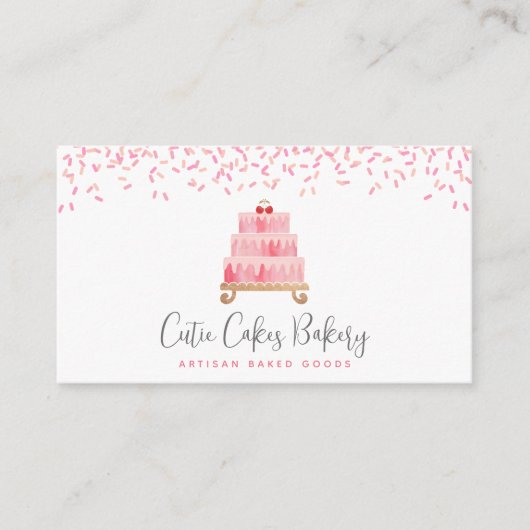 QR Code Kuchen Rosa Sprinklen Konditorcreme Koch C Visitenkarte (Vorderseite)