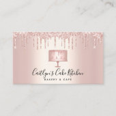 QR Code Kuchenbacken Rose Gold Glitzer Tropfen Kon Visitenkarte (Vorderseite)