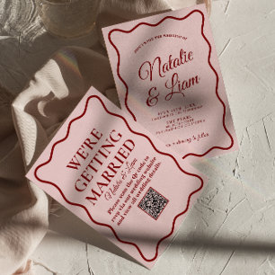 QR Code kühne moderne farbenfrohe whimsical Weddin Einladung