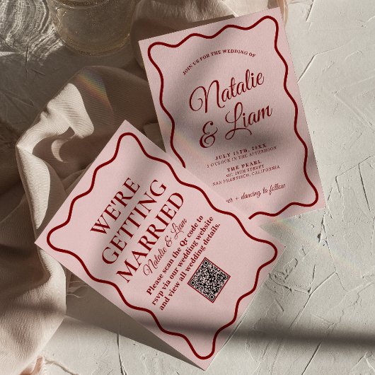 QR Code kühne moderne farbenfrohe whimsical Weddin Einladung