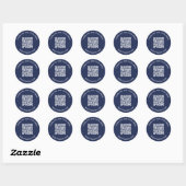 QR Code Kunde Vielen Dank Navy Blue Runder Aufkleber (Blatt)
