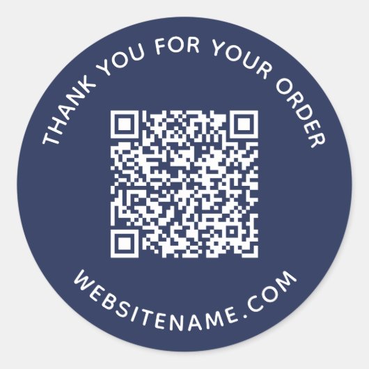 QR Code Kunde Vielen Dank Navy Blue Runder Aufkleber (Vorderseite)