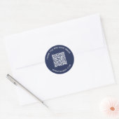 QR Code Kunde Vielen Dank Navy Blue Runder Aufkleber (Umschlag)