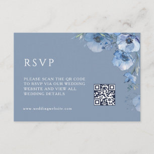 QR-Code Künstlerische blaue Blumen Begleitkarte