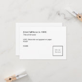QR-Code-Kunstwerkausstellung-Label-Vorlage hinzufü Karte (Vorderseite/Rückseite Beispiel)
