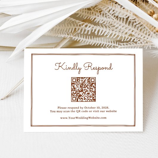 QR-Code Kupferrost Western-Hochzeit RSVP Karte