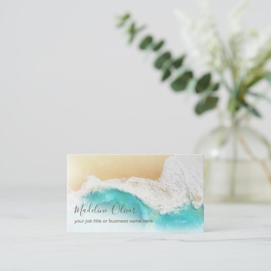 QR-Code Küstenstrand Beruflich modern Visitenkarte (Stehend Vorderseite)