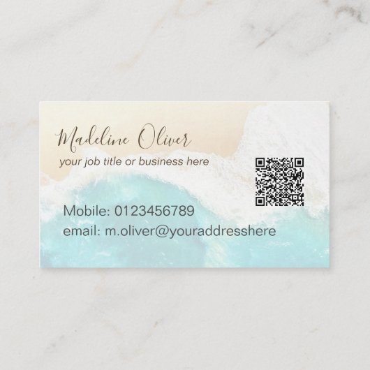 QR-Code Küstenstrand Beruflich modern Visitenkarte (Rückseite)