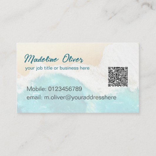 QR-Code Küstenstrandreisen Beruflich Visitenkarte (Rückseite)