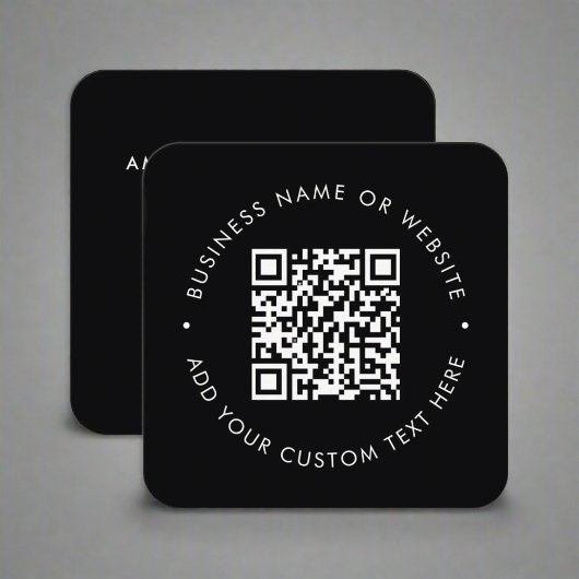 QR-Code l Berufliches Schwarz/Weiß-Marketing Quadratische Visitenkarte