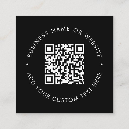 QR-Code l Berufliches Schwarz/Weiß-Marketing Quadratische Visitenkarte (Vorderseite)