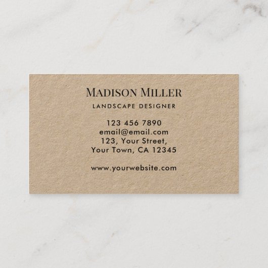 QR Code Landscape Designer Greenery Visitenkarte (Rückseite)