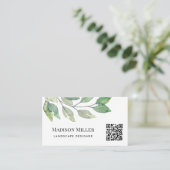 QR Code Landscape Designer Greenery Visitenkarte (Stehend Vorderseite)
