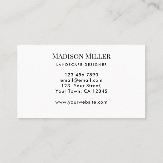 QR Code Landscape Designer Greenery Visitenkarte (Rückseite)