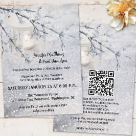 QR Code Lantern Snow Winter Wedding Empfang Einladung