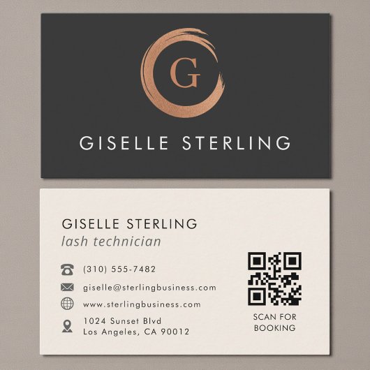 QR Code Lash Technician Modern Minimalist Visitenkarte