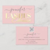 QR Code Lashes Erweiterung Goldenes Skript Rosa Visitenkarte (Vorne/Hinten)