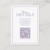 QR Code Lavender Script Monogram Wedding Details Begleitkarte (Rückseite)