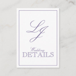 QR Code Lavender Script Monogram Wedding Details Begleitkarte