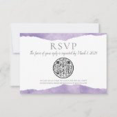 QR Code Lavender Watercolor Wedding RSVP Karte (Vorderseite)