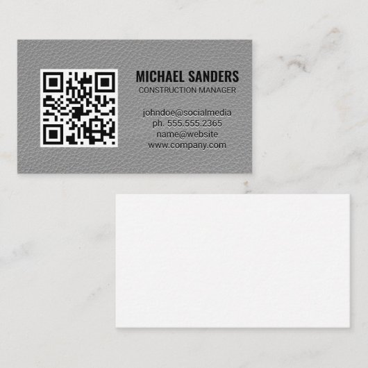 QR-Code | Lederuntergrund Visitenkarte (Vorne/Hinten)