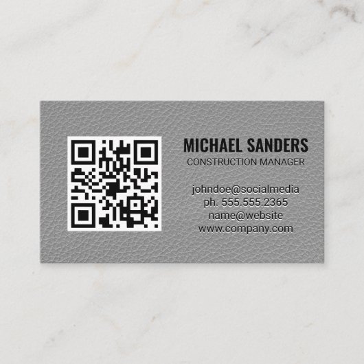 QR-Code | Lederuntergrund Visitenkarte (Vorderseite)
