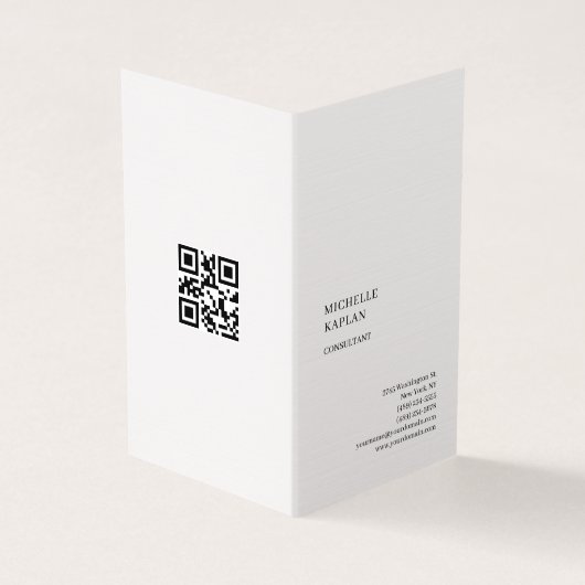 QR-Code Leinen Modern Professionell Exklusiv Visitenkarten (Vorderseite)