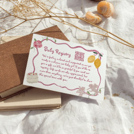 QR Code Lemon Baby Girl Registry Begleitkarte