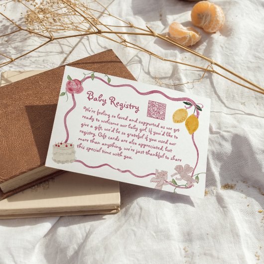 QR Code Lemon Baby Girl Registry Begleitkarte