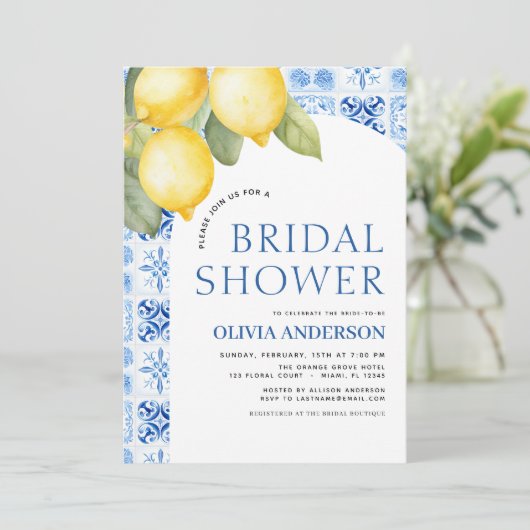 QR Code Lemon Main Squeeze Brautparty Einladung (Stehend Vorderseite)