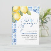 QR Code Lemon Main Squeeze Brautparty Einladung (Stehend Vorderseite)