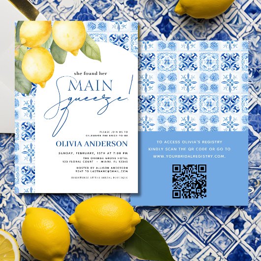 QR Code Lemon Main Squeeze Brautparty Einladung
