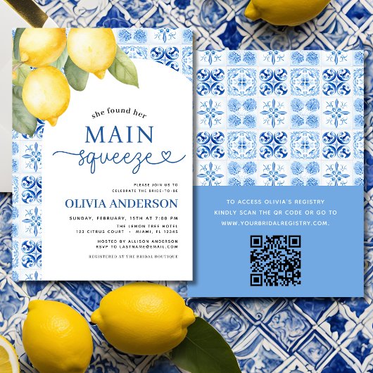 QR Code Lemon Main Squeeze Brautparty Einladung