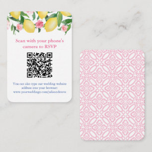 QR-Code Lemons Pink und Weiß Online-RSVP Begleitkarte