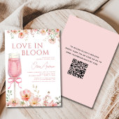 QR-Code-Liebe im Brautparty "Bloom Pink Bow" Einladung