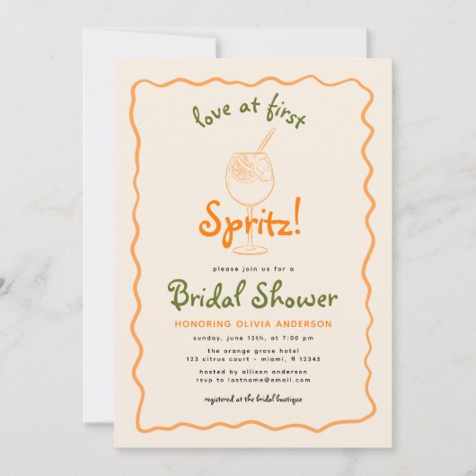 QR-Code-Liebe im ersten Spritz-Funky-Brautparty Einladung (Vorderseite)