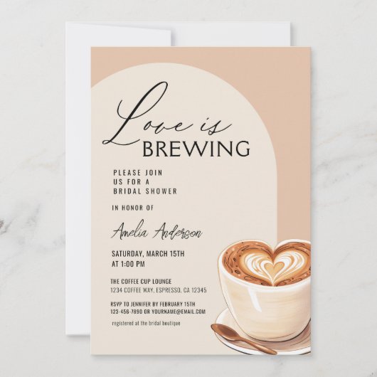 QR-Code Liebe ist das Brechen von Kaffee-Brautpart Einladung (Vorderseite)