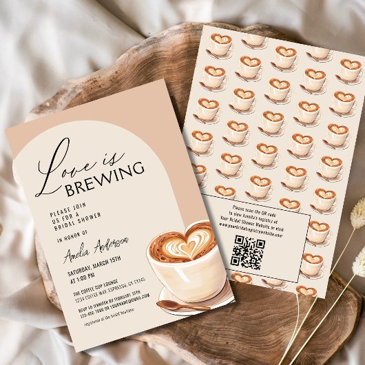 QR-Code Liebe ist das Brechen von Kaffee-Brautpart Einladung