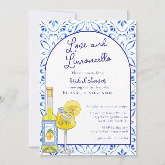 QR Code Liebe & Limoncello Brautparty Einladung (Vorderseite)