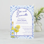 QR-Code Liebe & Limoncello Italienische Bridal Sho Einladung (Stehend Vorderseite)