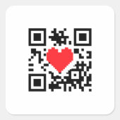 QR-Code-Liebe Quadratischer Aufkleber (Vorderseite)