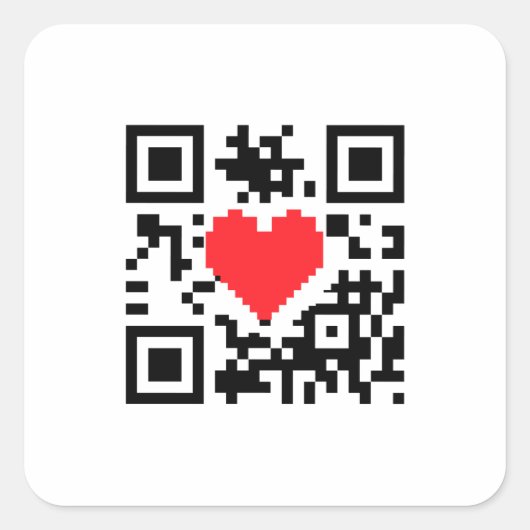 QR-Code-Liebe Quadratischer Aufkleber (Vorderseite)