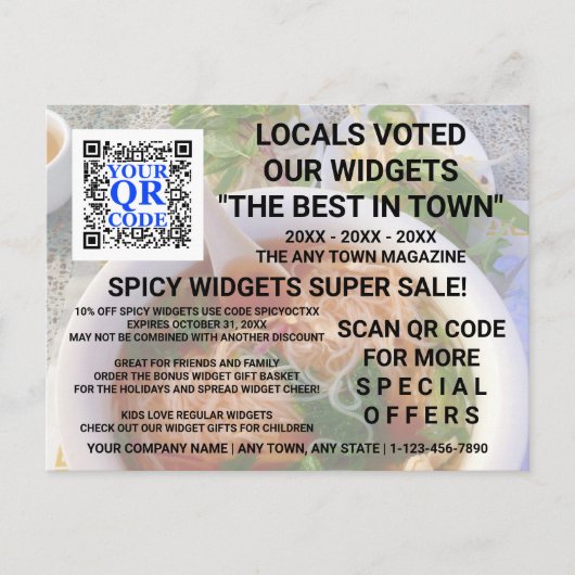 QR Code Light Foto Custom Advertising Postkarte (Vorderseite)