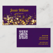 QR Code Light Glitzer Golden beruflich violett Visitenkarte (Vorne/Hinten)
