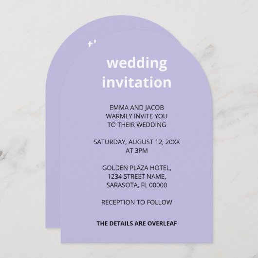 QR Code Light Lila in einer Hochzeitseinladung Einladung (Vorne/Hinten)